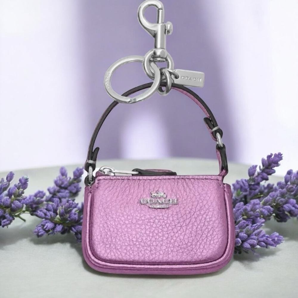Coach NWT Mini Nolita Metallic Pink Keyring Bag Charm